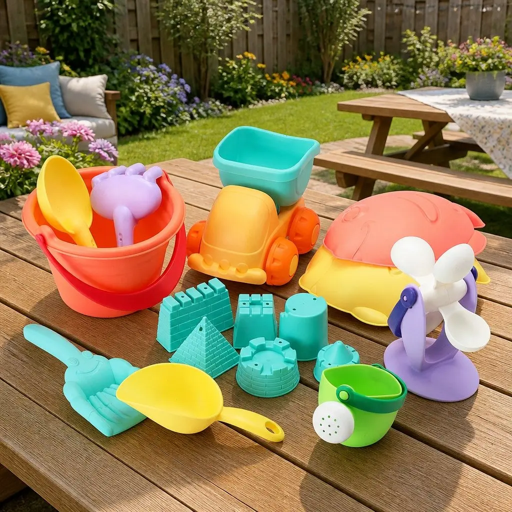Kids Sand and Water Table Multicolour 16 Piece Play Set with Beach Truck and Windmill