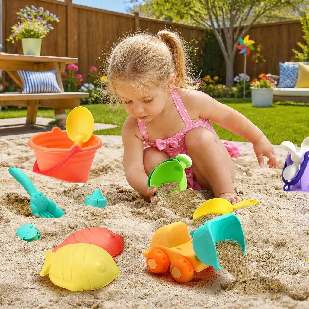 Kids Sand and Water Table Multicolour 16 Piece Play Set with Beach Truck and Windmill