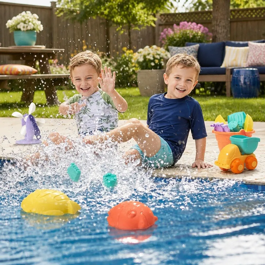 Kids Sand and Water Table Multicolour 16 Piece Play Set with Beach Truck and Windmill