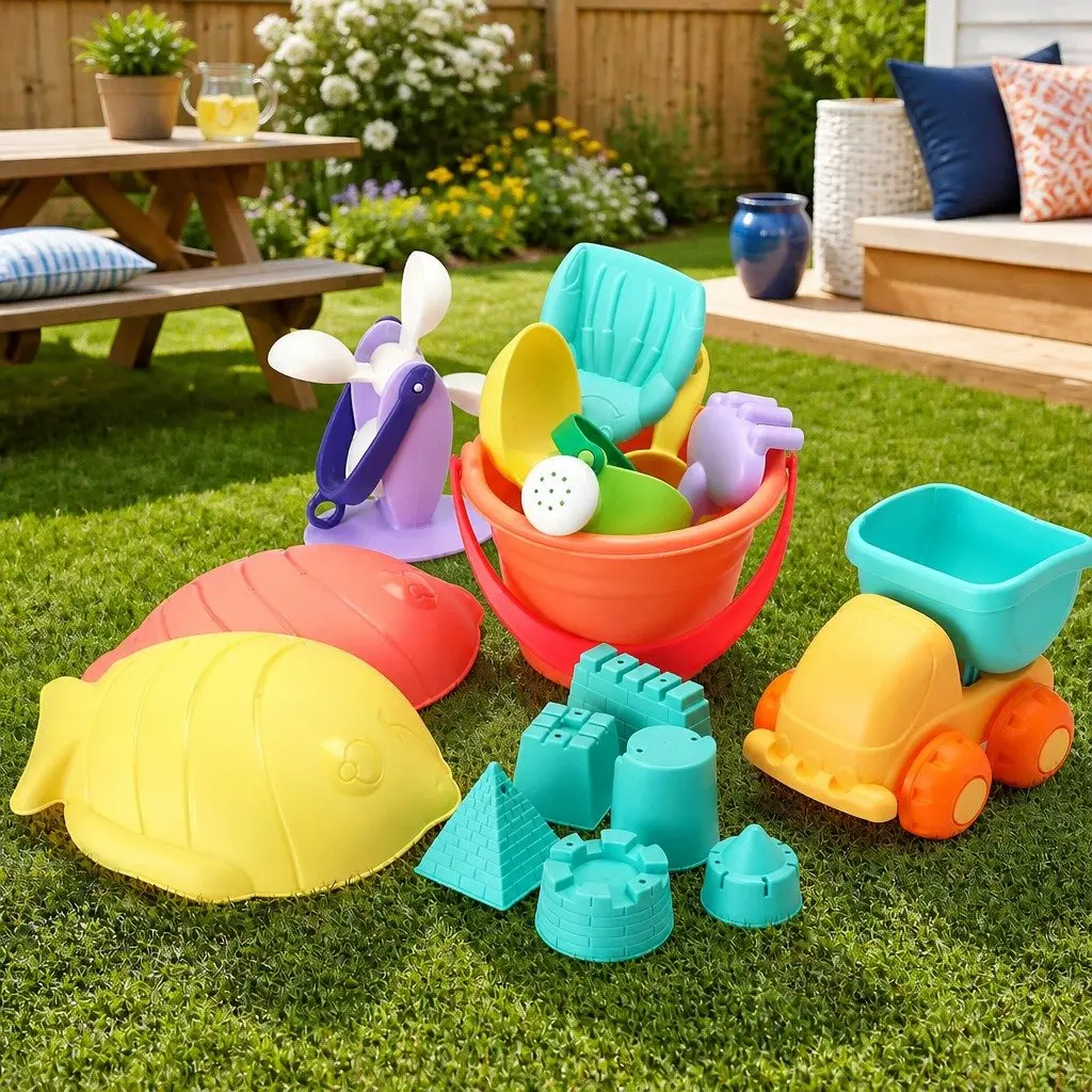 Kids Sand and Water Table Multicolour 16 Piece Play Set with Beach Truck and Windmill