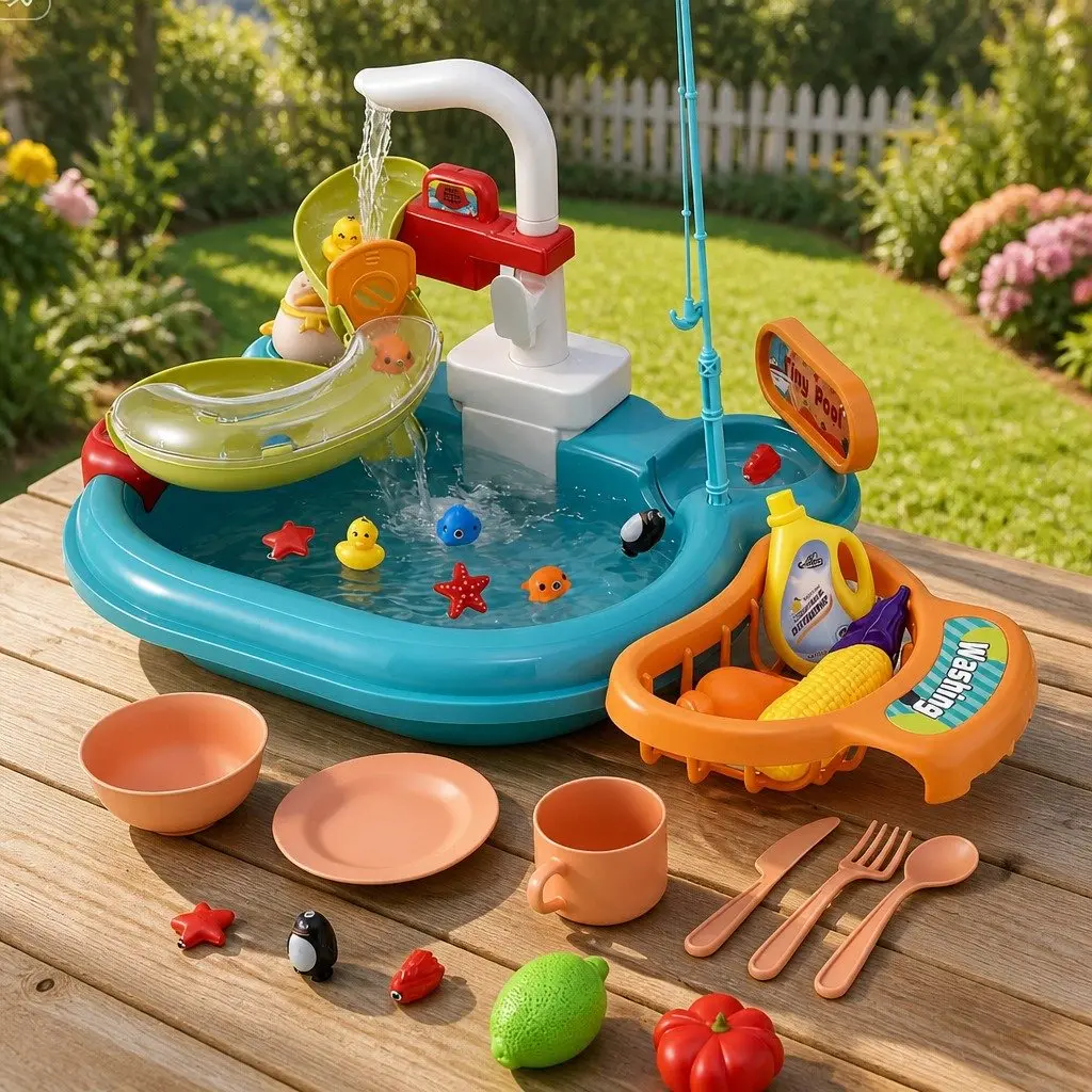 Pretend Play Kitchen Sink Multicolour Educational Role Play Toy for Kids