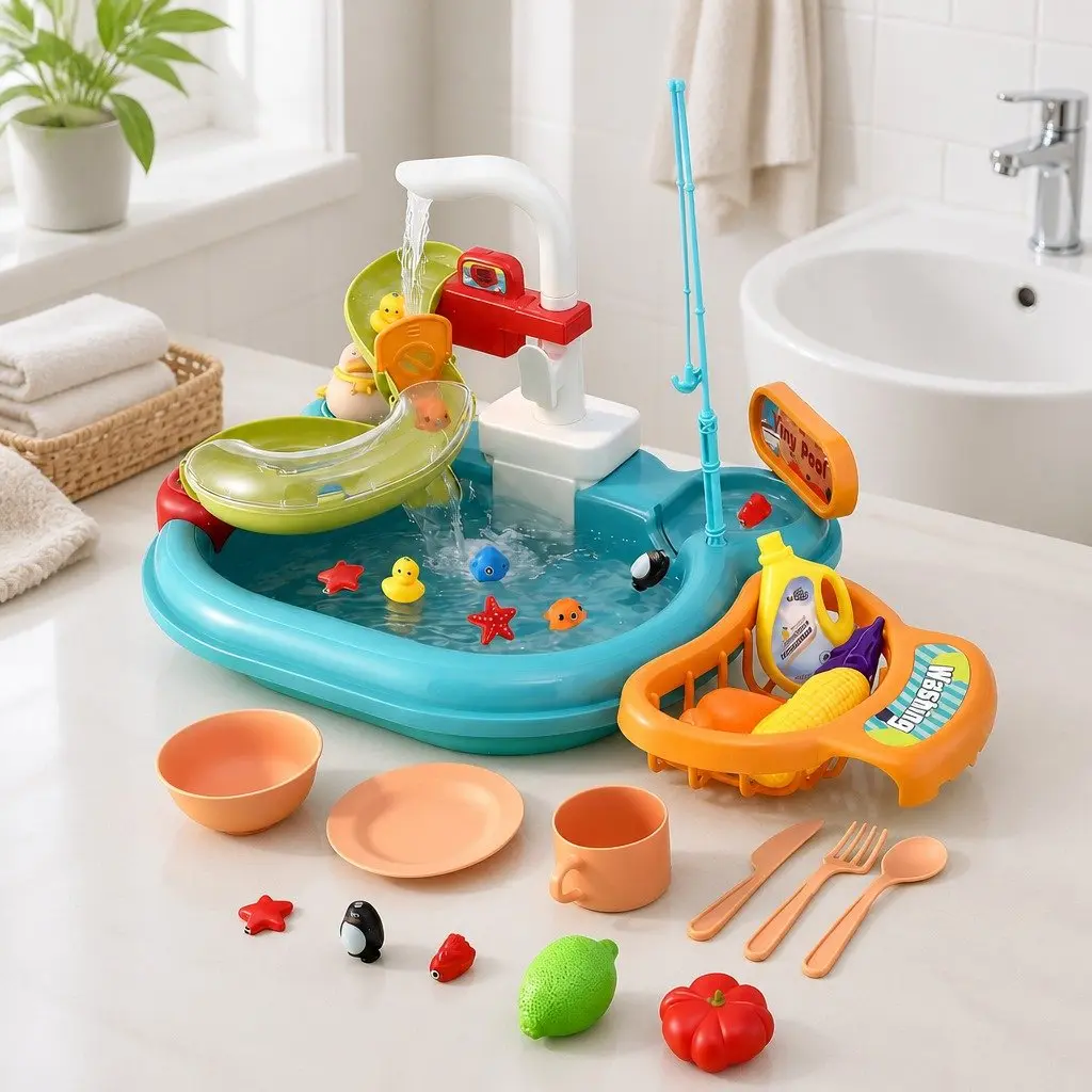 Pretend Play Kitchen Sink Multicolour Educational Role Play Toy for Kids