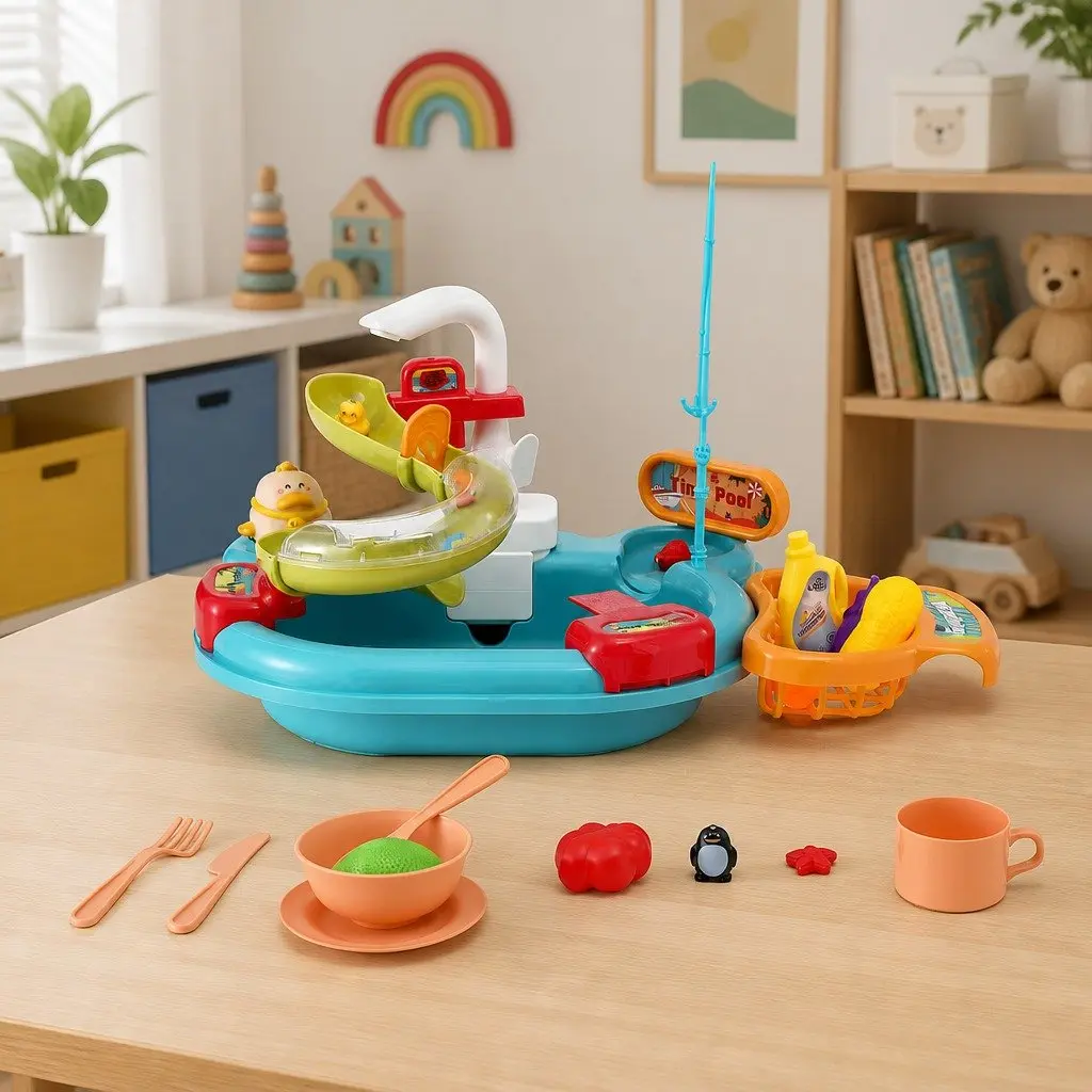 Pretend Play Kitchen Sink Multicolour Educational Role Play Toy for Kids