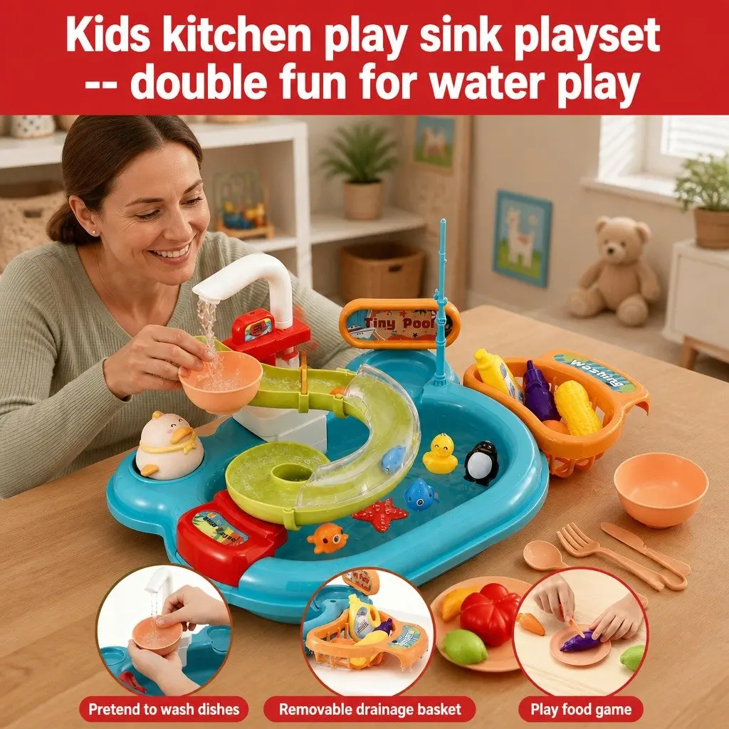 Pretend Play Kitchen Sink Multicolour Educational Role Play Toy for Kids