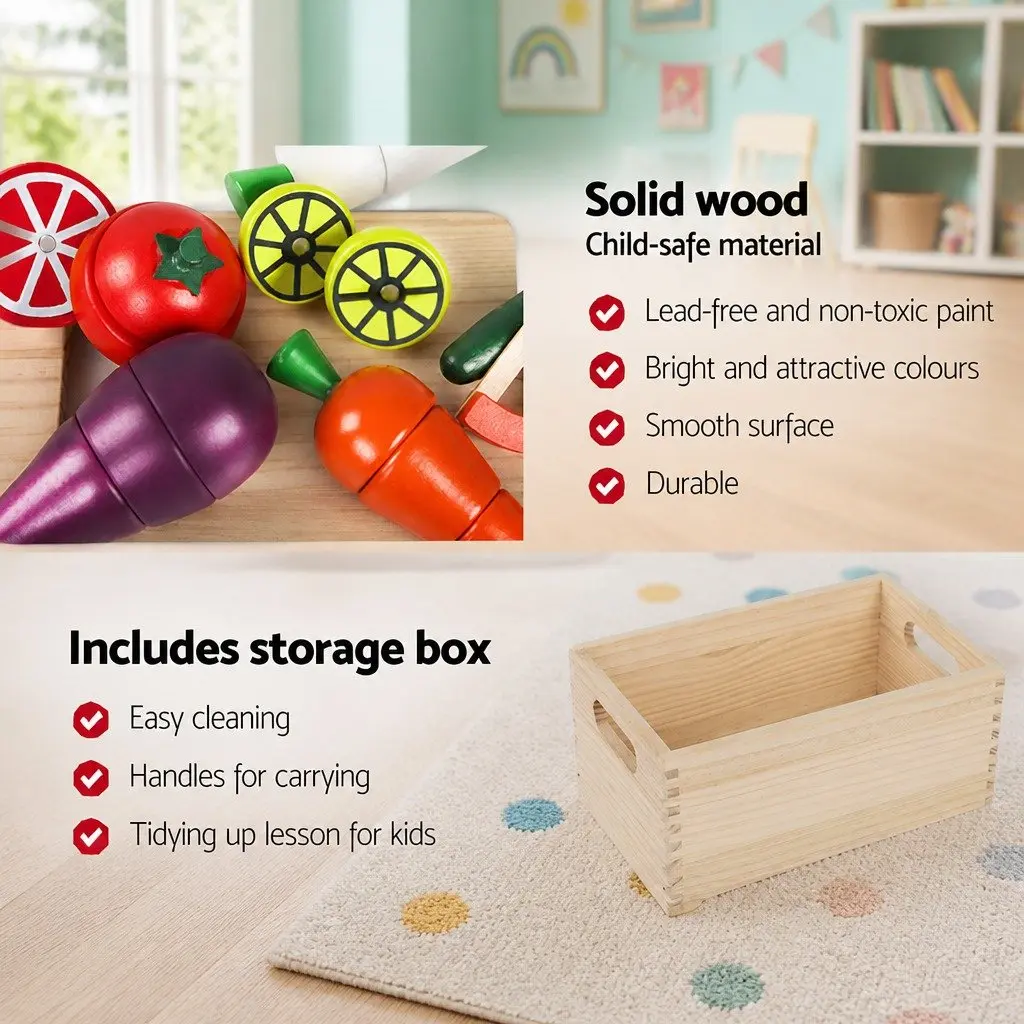 29-Piece Kids Wooden Kitchen Set