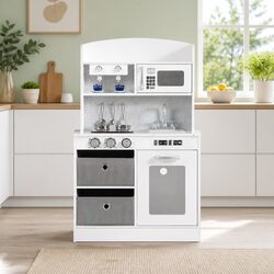 Wooden Kids Kitchen Play Set with Fun Features