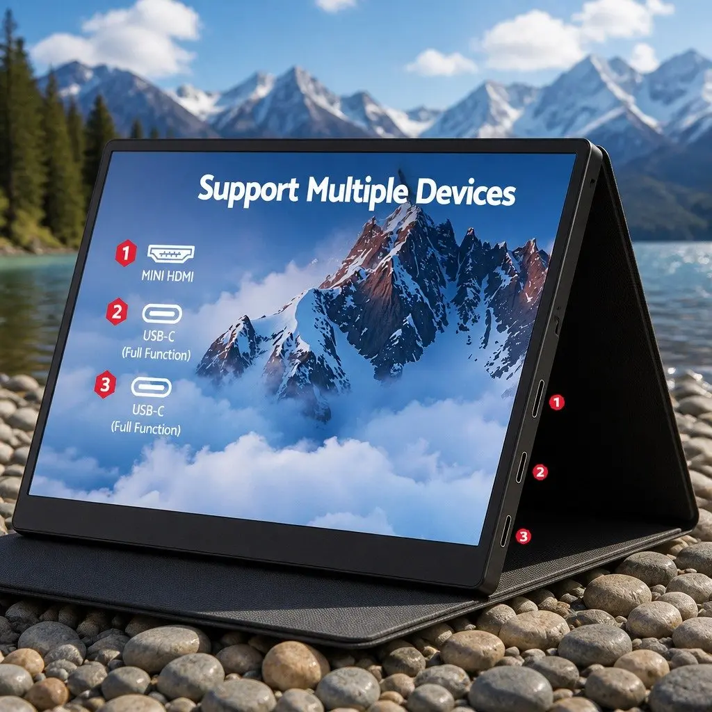 Portable Monitor Black 16 Inch USB C Dual Screen Travel Display