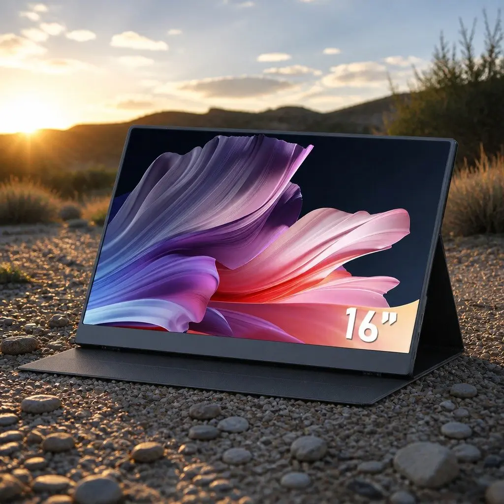Portable Monitor Black 16 Inch USB C Dual Screen Travel Display