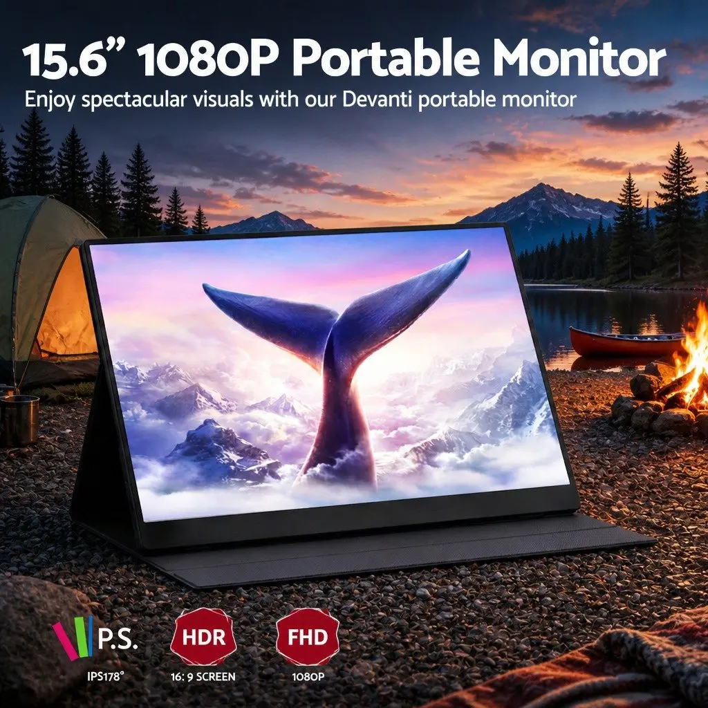15.6 Inch Portable Monitor FHD 1080P IPS USB-C HDMI Gaming Laptop Screen Display