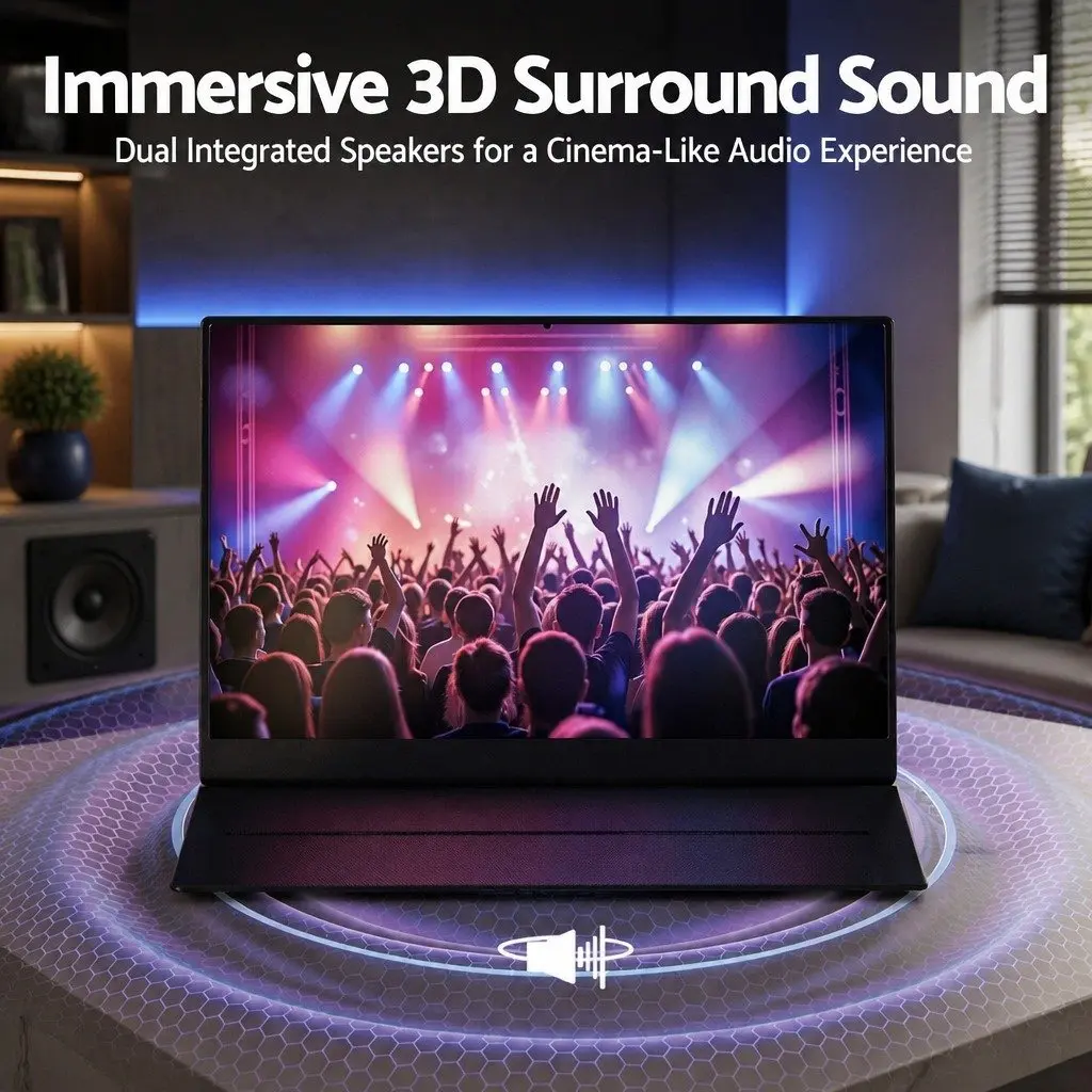 15.6 Inch Portable Monitor FHD 1080P IPS USB-C HDMI Gaming Laptop Screen Display