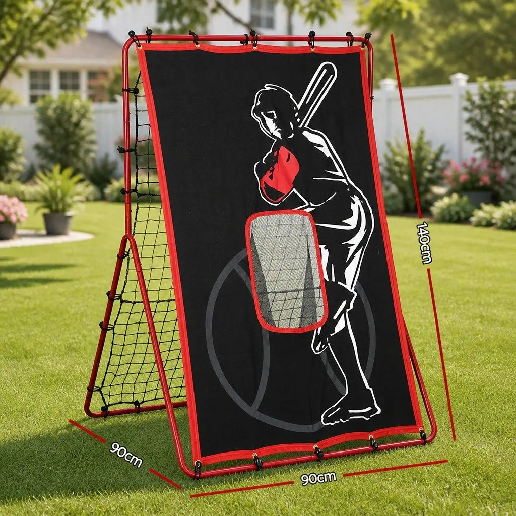 Baseball Pitching Net Black 90x90x140cm 2 in 1 Rebound Training Aid