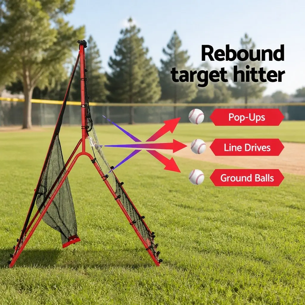 Baseball Pitching Net Black 90x90x140cm 2 in 1 Rebound Training Aid