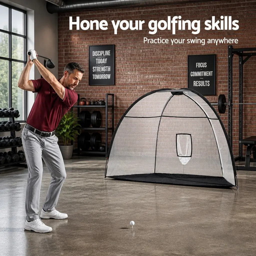 Golf Practice Net Black 3.5m with Driving Mat Green Indoor Outdoor Training Aid