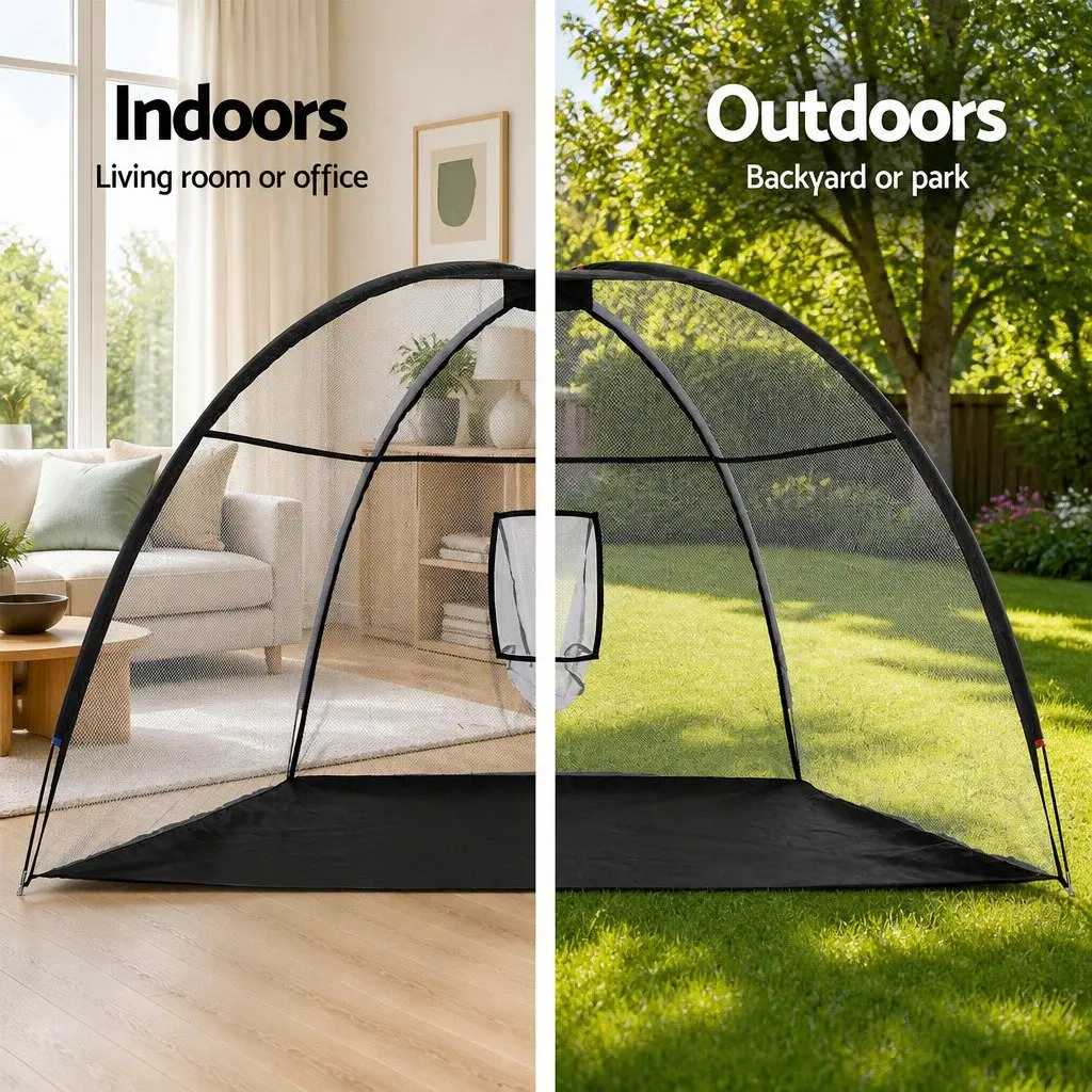 Golf Practice Net Black 3.5m Portable Training Aid with Large Target Pocket for Indoor and Outdoor Use