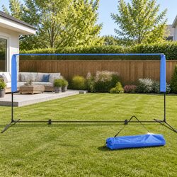 Portable Sports Net 3m Adjustable Height Badminton Tennis Volleyball Kit Blue