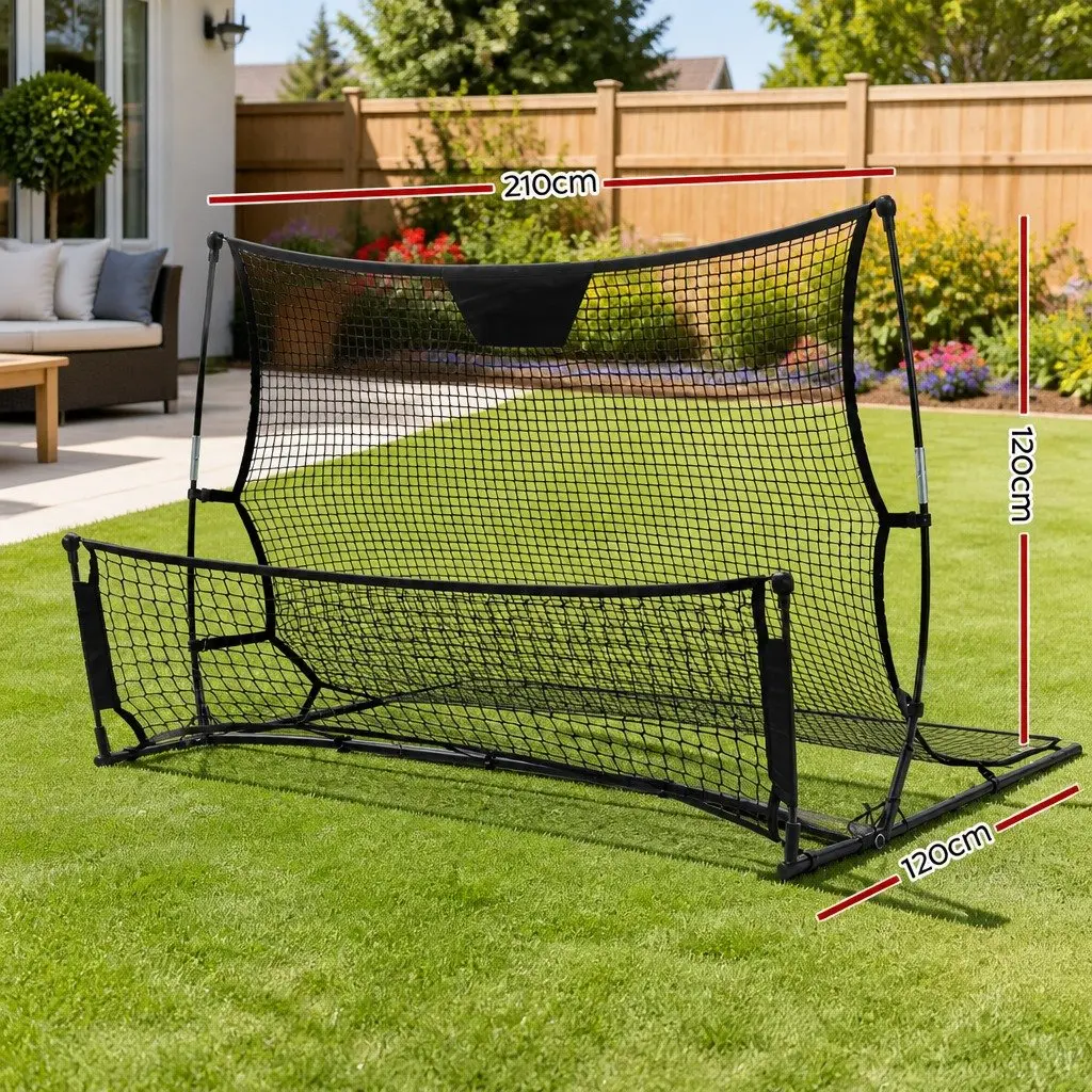 Portable Soccer Rebounder Net Black 2.1m Durable Steel Frame High-Density PE Net