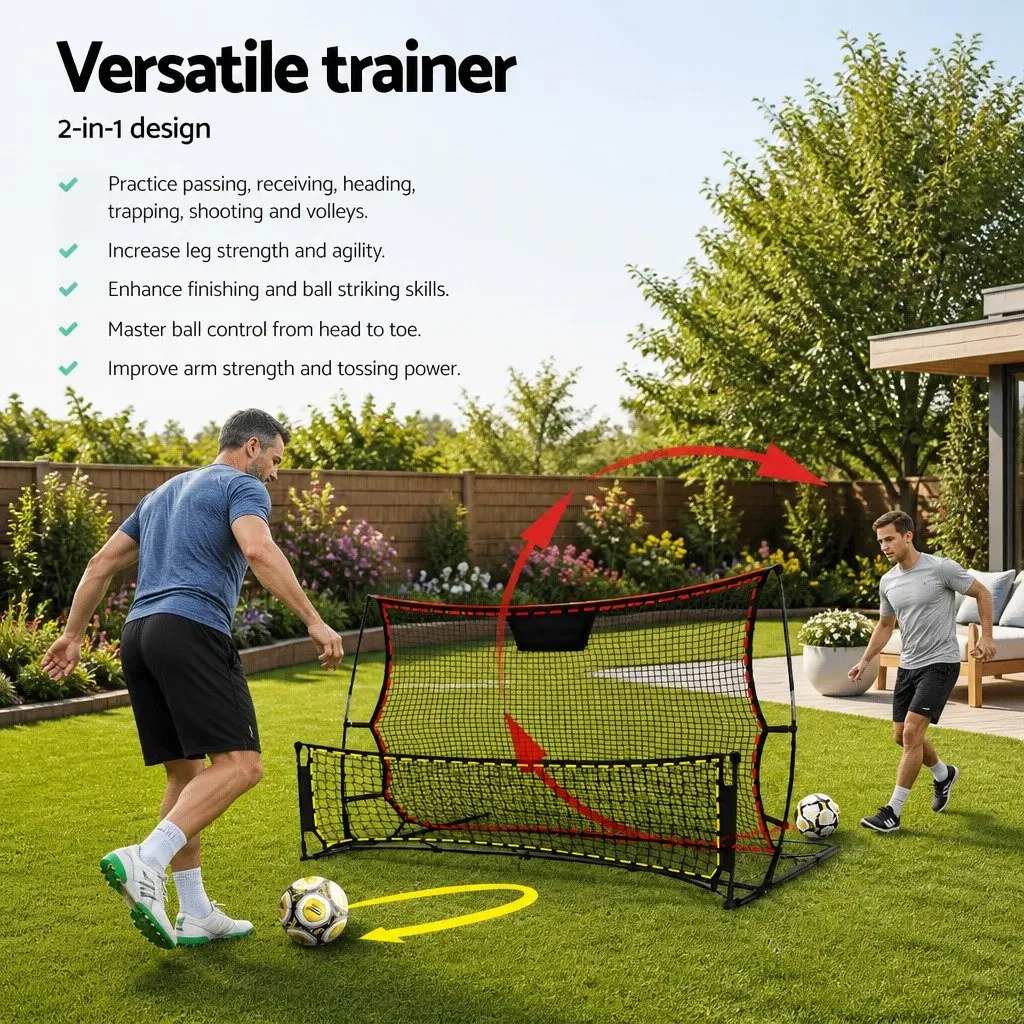 Portable Soccer Rebounder Net Black 2.1m Durable Steel Frame High-Density PE Net