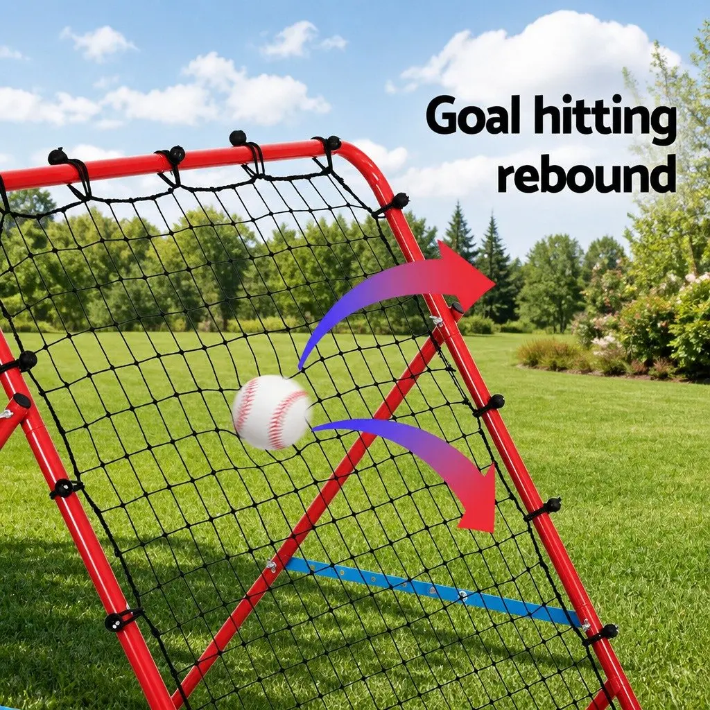 Portable Soccer Rebound Net Red 100cm Lightweight Metal Frame High-Density PE-Mesh for Indoor Outdoor Training