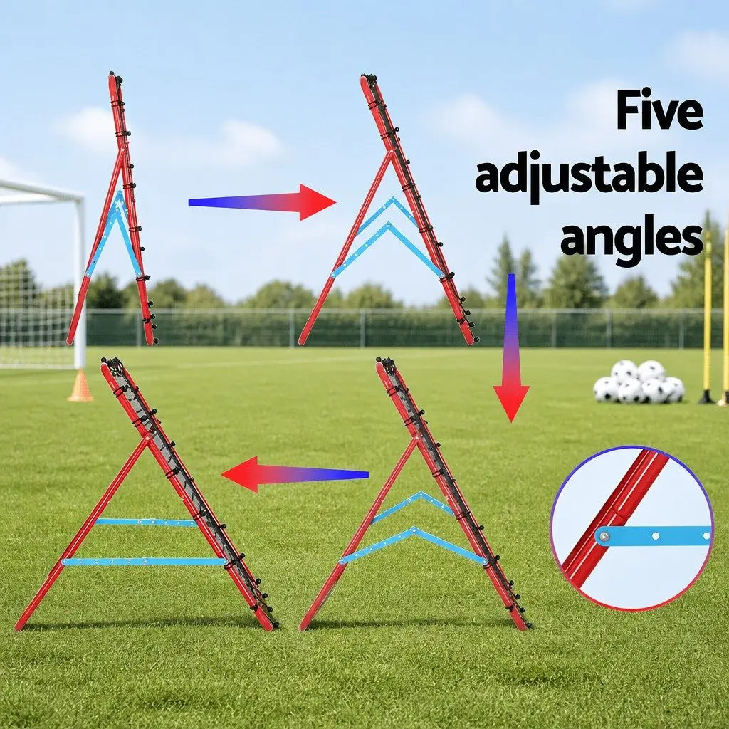 Portable Soccer Rebound Net Red 100cm Lightweight Metal Frame High-Density PE-Mesh for Indoor Outdoor Training