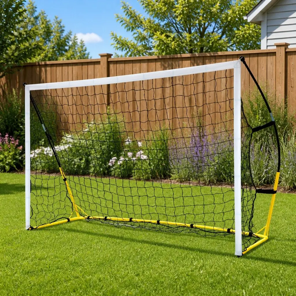 Portable Soccer Goal Net Yellow 3.6m Quick Setup Durable Powder-coated Steel Frame High-density PE Mesh