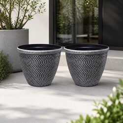 Compact and Sturdy 30cm Outdoor Plastic Planters Set of 2