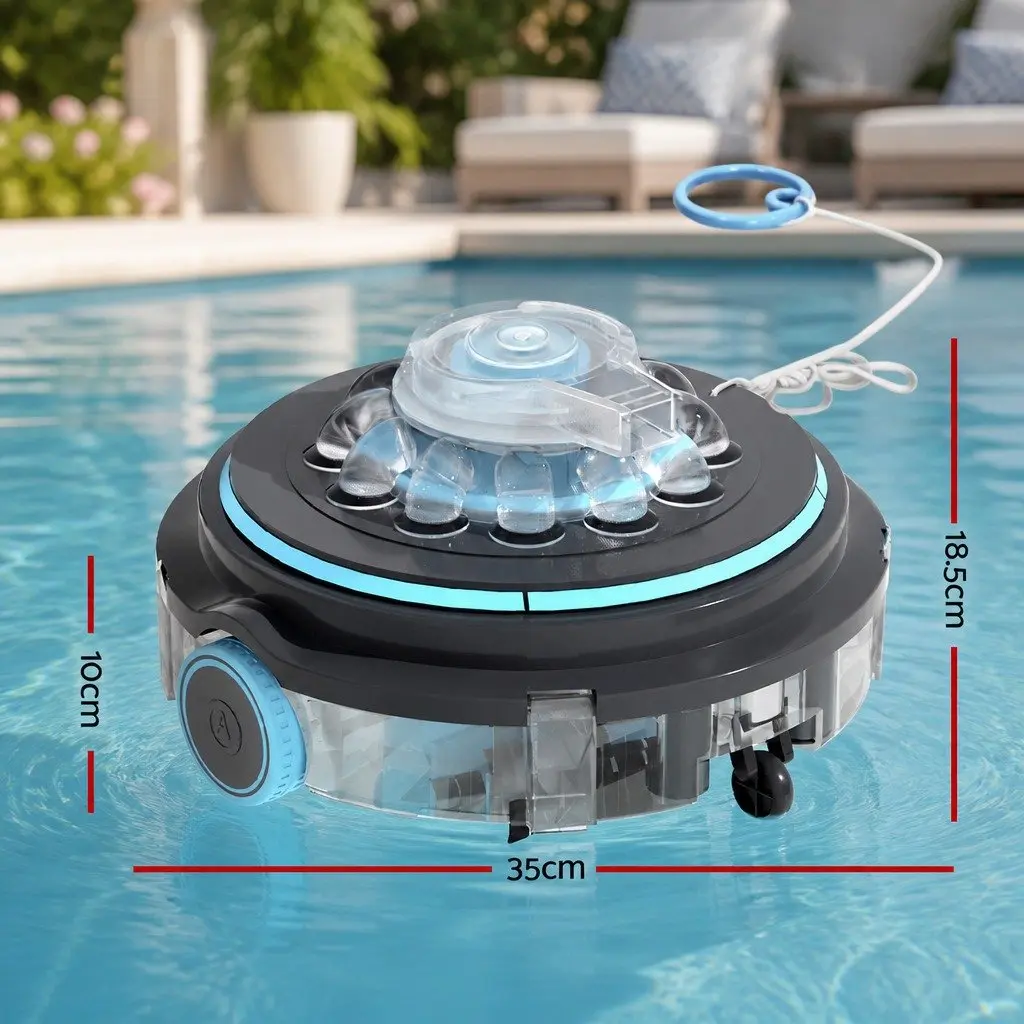Robotic Pool Cleaner Grey Cordless Automatic Vacuum with Smart Cleaning Technology for Above Ground and Small In Ground Pools