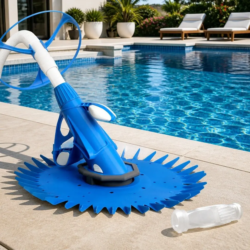 Automatic Swimming Pool Cleaner Blue 10M Hose Wall Climb Scrubs Vacuums