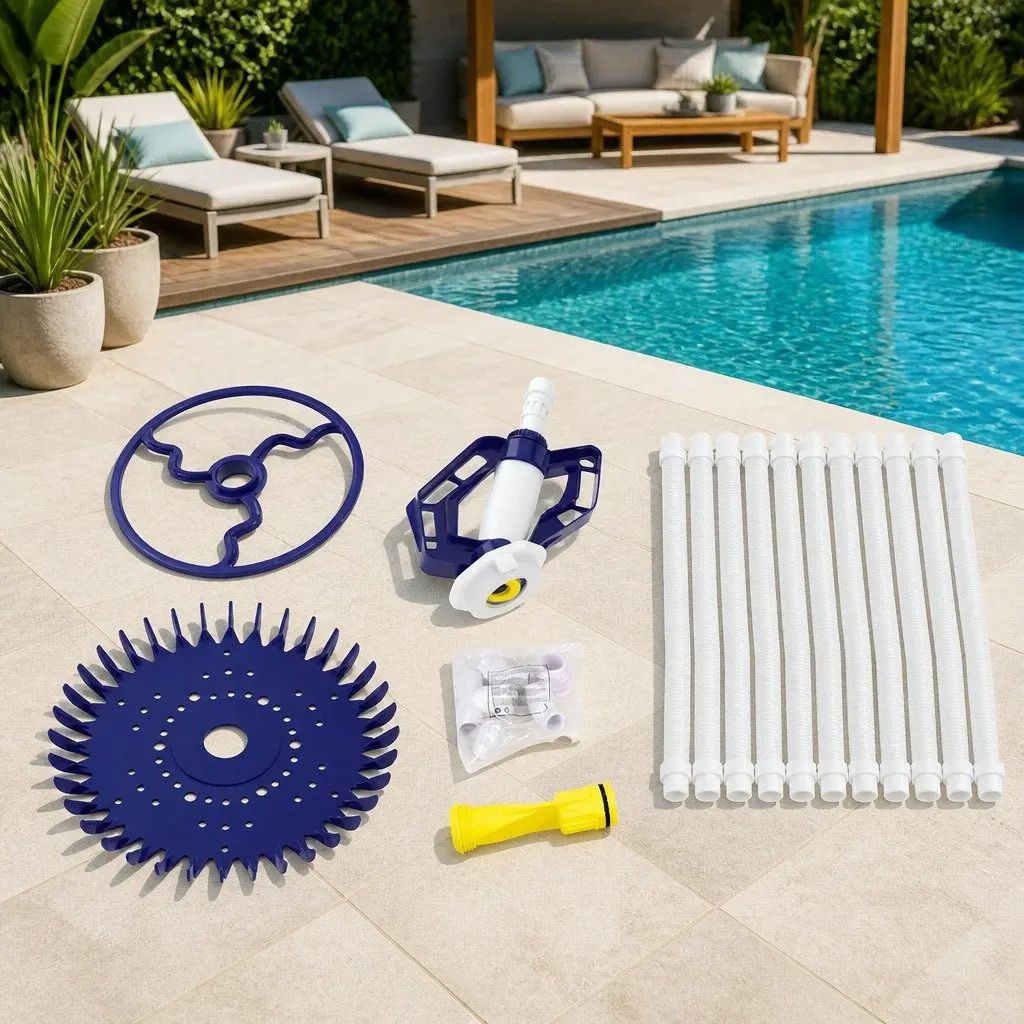 Automatic Pool Vacuum Cleaner Blue 10M Adjustable Suction Power