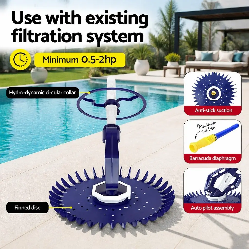 Automatic Pool Vacuum Cleaner Blue 10M Adjustable Suction Power