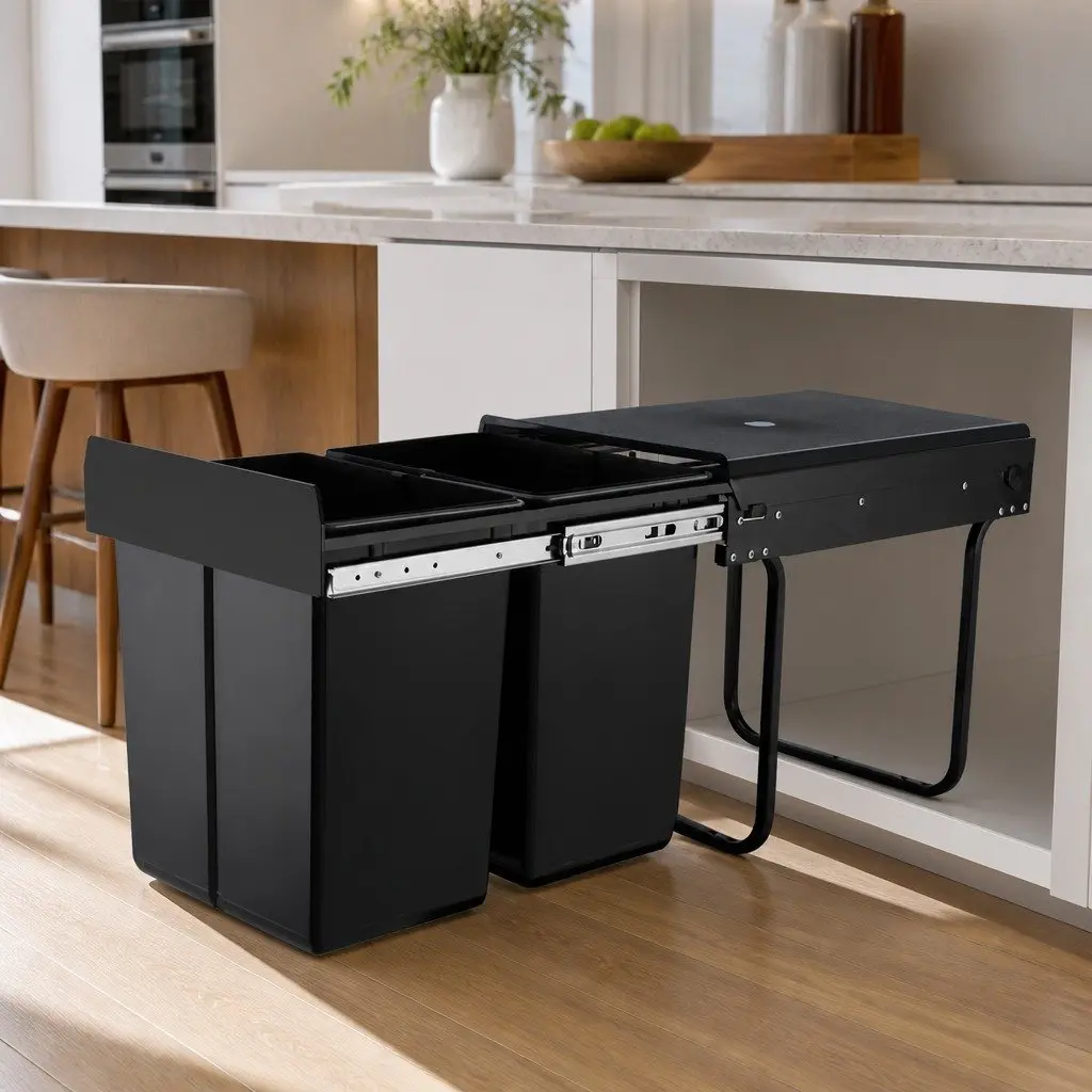 Pull-Out Bin System for Kitchen Waste Management