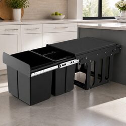 Compact Kitchen Waste Bin with Three Compartments