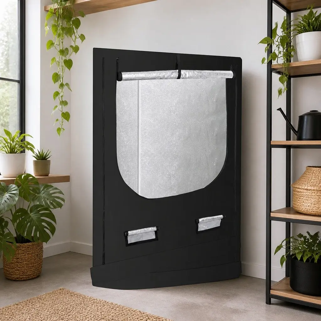 Indoor Grow Tent Black 100cm x 100cm Steel Frame 600D Oxford Cloth Reflective