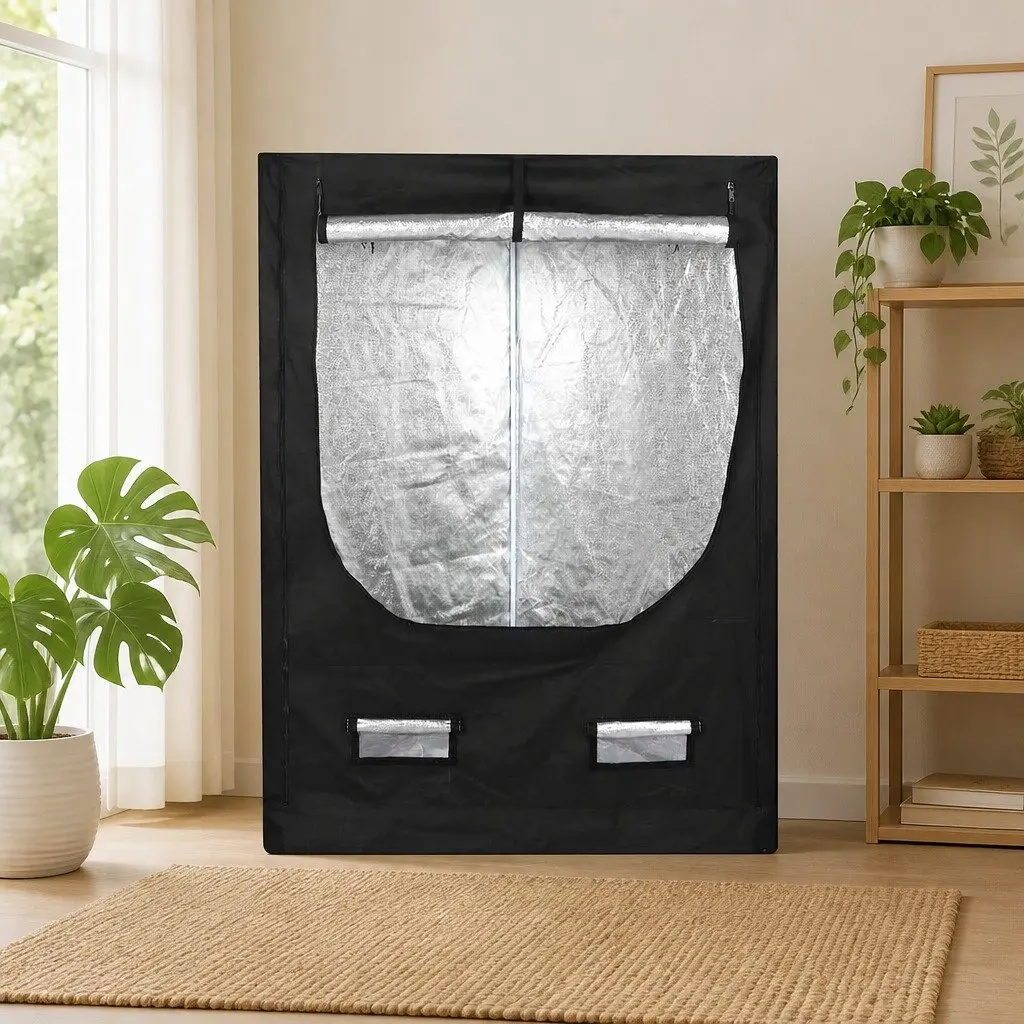 Indoor Grow Tent Black 100cm x 100cm Steel Frame 600D Oxford Cloth Reflective