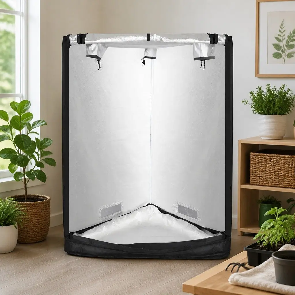 Indoor Grow Tent Black 100cm x 100cm Steel Frame 600D Oxford Cloth Reflective