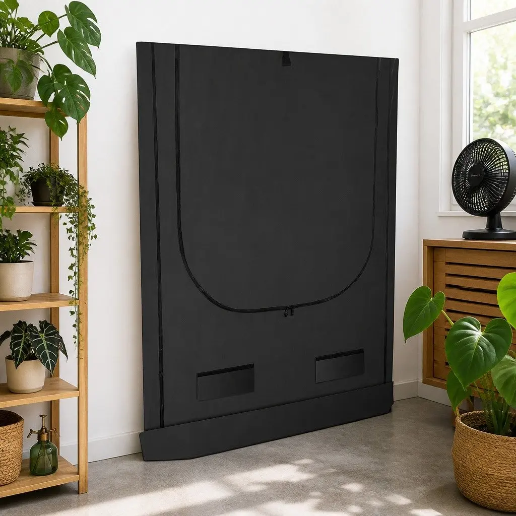 Indoor Grow Tent Black 100cm x 100cm Steel Frame 600D Oxford Cloth Reflective