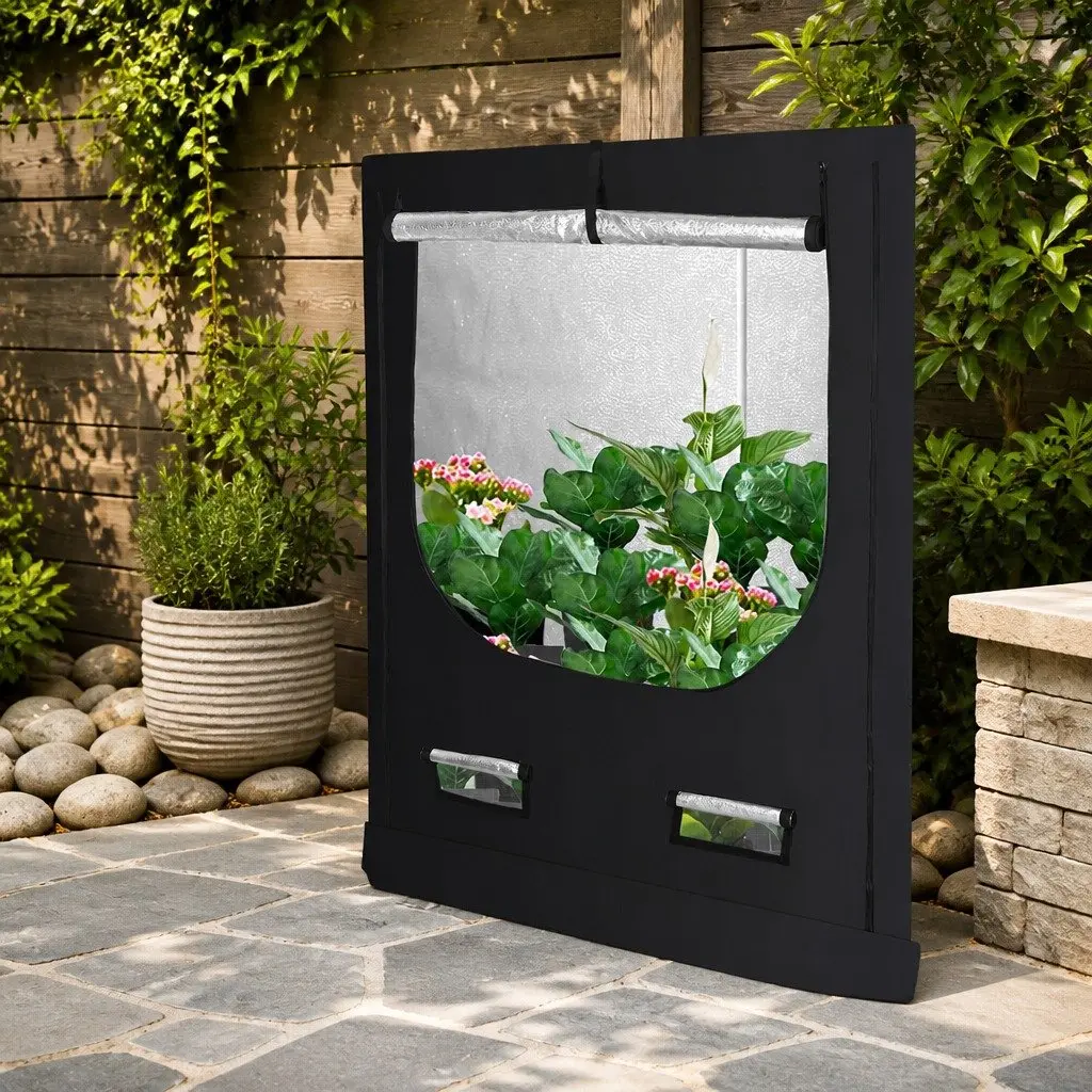 Indoor Grow Tent Black 100cm x 100cm Steel Frame 600D Oxford Cloth Reflective
