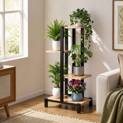 4-Tier Plant Stand Metal Frame Flower Pots Shelf Indoor Outdoor Garden Display