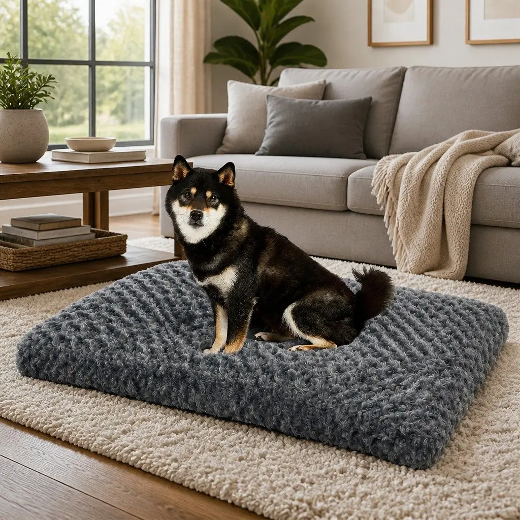 Dog Bed Pet Calming Plush Washable Soft Warm Cozy Nest Lounger for Small Large