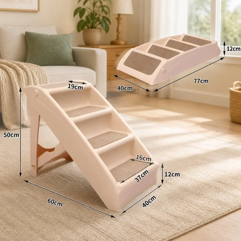 Pet Ramp Brown Foldable Portable Anti-Slip Safety Buckle for Small Breeds and Elderly Pets