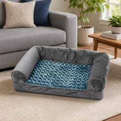 Pet Bed Sofa Dog Bedding Soft Warm Orthopaedic Memory Foam Large Grey Lounger