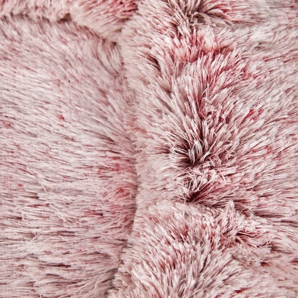 Donut-Shape Dog Calming Pet Bed Removable Cover Large Pink Anxiety Relief