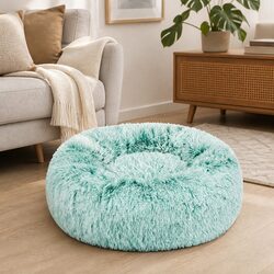Dog Calming Bed Cover Medium Teal Donut-Shaped Pet Bed Replacement Cover Only
