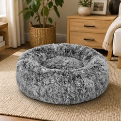Charcoal Donut Nest Bed for Pets - Practical and Comfortable