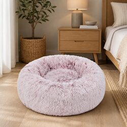 Pink Plush Donut Bed for Cats & Dogs - Premium Quality
