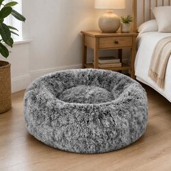 Pet Bed Donut Nest Calming Raised Rim X-Large Dog Cat Cushion Plush Comfort