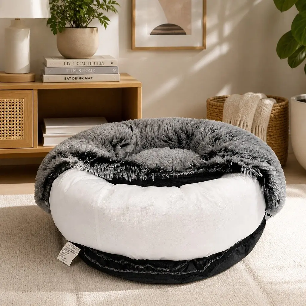 Plush X-Large Donut Pet Bed with Raised Rim