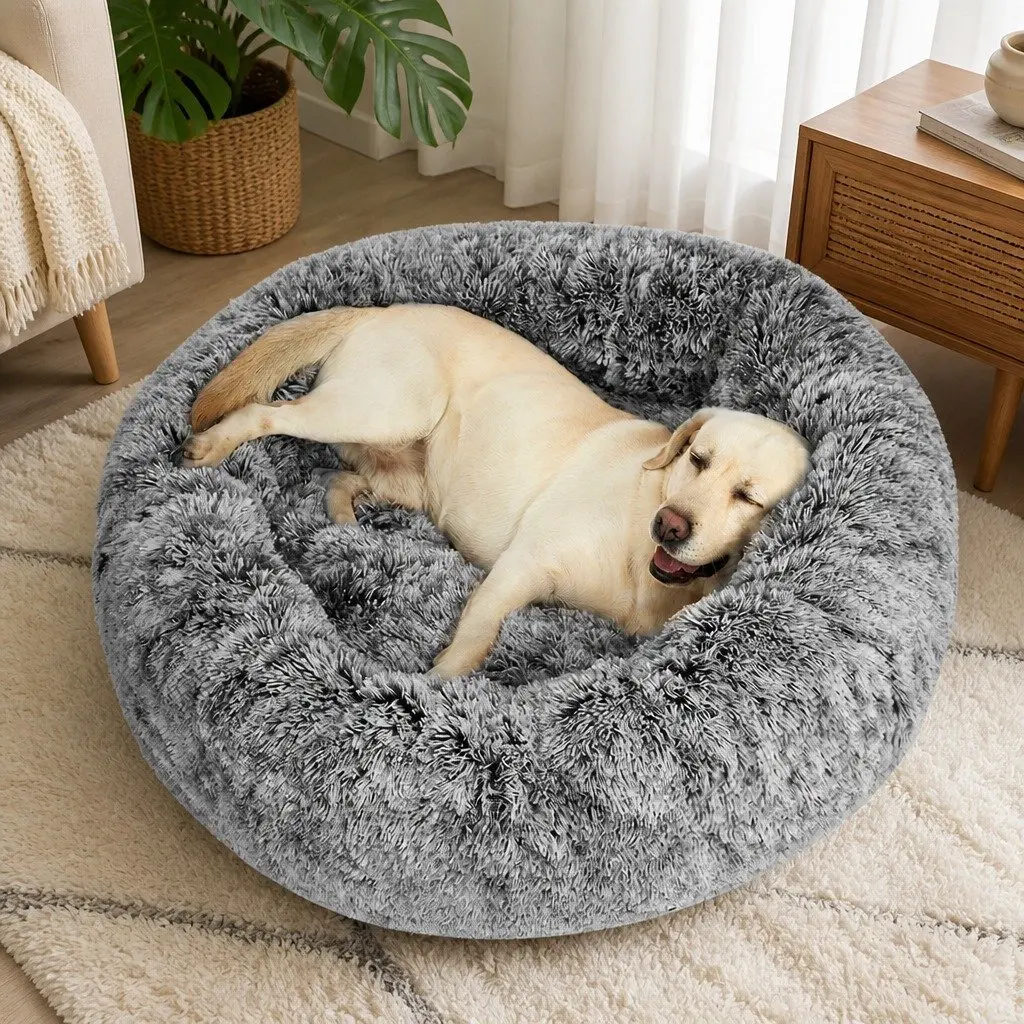 Plush X-Large Donut Pet Bed with Raised Rim