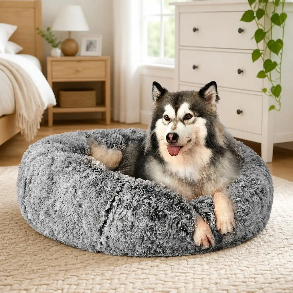 Plush X-Large Donut Pet Bed with Raised Rim