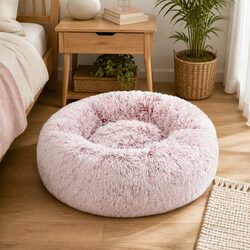 Concise XL Pink Plush Donut Bed for Cats and Dogs
