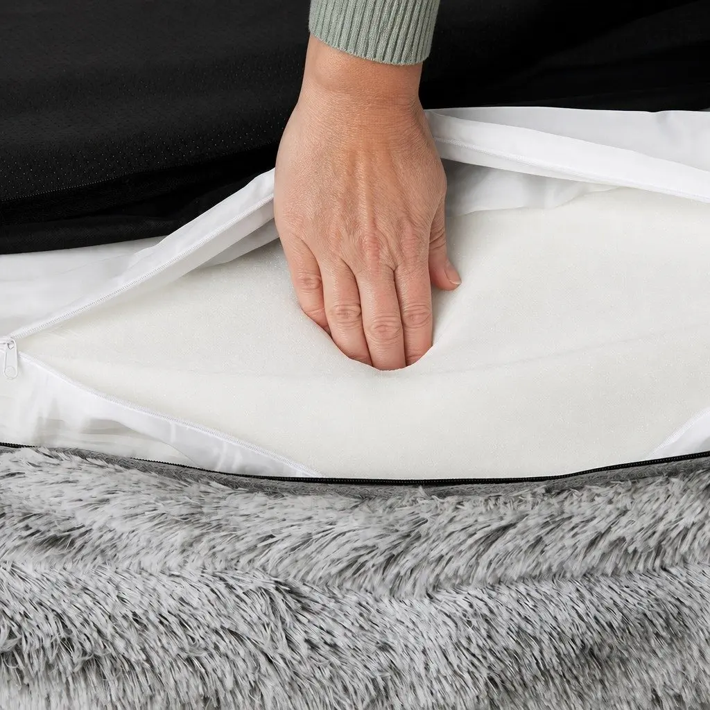 Orthopedic Pet Bed Grey Large Memory Foam Supportive Bolster Plush